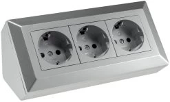 3-fach Steckdosenblock, Silber 250V~/ 16A, Aufbaumontage