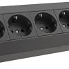 5-fach Steckdosenblock, Schwarz 250V~/ 16A, Aufbaumontage