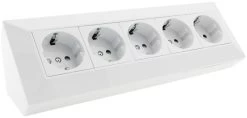 5-fach Steckdosenblock, Weiß 250V~/ 16A, Aufbaumontage
