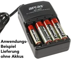 Akku-Ladegerät ARCAS "ARC-2009" 100-240V, Für 1-4x Micro AAA/Mignon AA -Philips Store akku ladegeraet arcas arc 2009 100 240v fuer 1 4x micro aaa mignon aa2