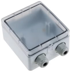 Aufputz Gehäuse Mit Schutzklappe, IP54 110x105x57mm, 2 Kabelschlüsse