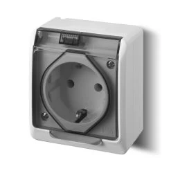 Aufputzsteckdose 1-fach Feuchtraum IP44 16A 250V Aufputz-Montage