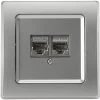 DELPHI Netzwerk-Dose 2x CAT6 Inkl. Rahmen, UP, Silber