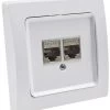 DELPHI Netzwerk-Dose 2x CAT6 Inkl. Rahmen, UP, Weiß