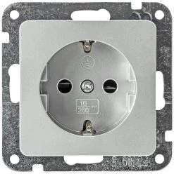 DELPHI Schutzkontakt-Steckdose, Silber 250V~/ 16A, Steckanschluss, Ohne Rahmen