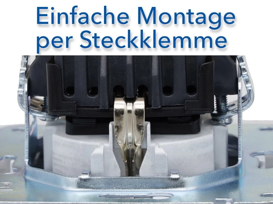 DELPHI Schutzkontakt-Steckdose, Silber 250V~/ 16A, Steckanschluss, Ohne Rahmen 2 DELPHI Schutzkontakt-Steckdose, Silber 250V~/ 16A, Steckanschluss, Ohne Rahmen – Bild 2