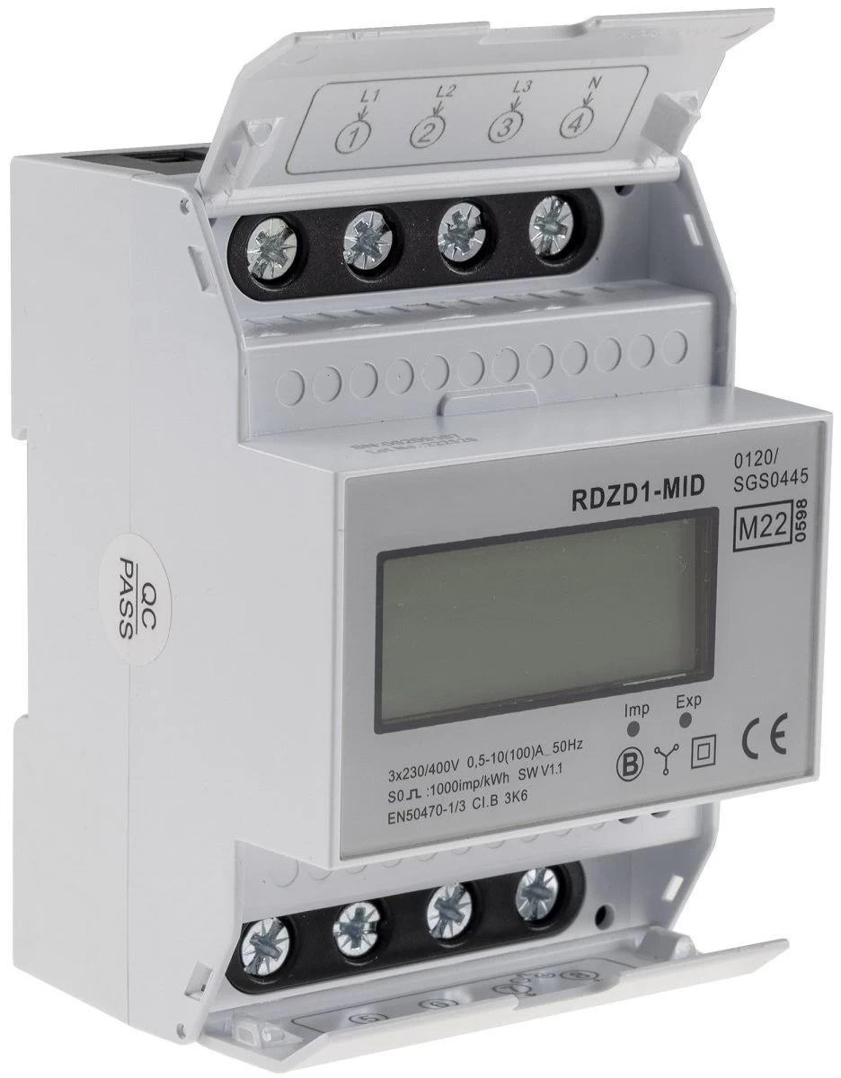 Drehstromzähler MID Geeicht 3-phasig 10A, 230/400V, 4TE, Digital LCD 2 Drehstromzähler MID Geeicht 3-phasig 10A, 230/400V, 4TE, Digital LCD – Bild 2