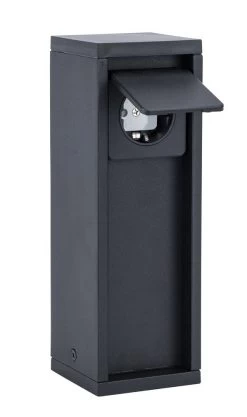 Eco-Light Mains Stromverteiler Steckdosensäule IP54 Matt Schwarz