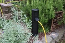 Eco-Light Socket Stromverteiler Mit 2 Steckdosen Steckdosensäule IP44 Schwarz