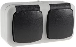 Feuchtraum Doppel-Steckdose, IP44 250V~/ 16A, Inkl. AP-Rahmen, Grau -Philips Store feuchtraum doppel steckdose ip44 250v 16a inkl ap rahmen grau3