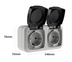 Feuchtraum Doppel-Steckdose, IP44 250V~/ 16A, Inkl. AP-Rahmen, Grau -Philips Store feuchtraum doppel steckdose ip44 250v 16a inkl ap rahmen grau4