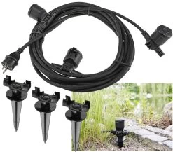 Gartensteckdose Für Außen, IP44, 3-fach Einzelsteckdosen, 5+2,5+2,5m