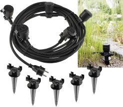 Gartensteckdose Für Außen, IP44, 5-fach Einzelsteckdosen, 5+2,5+2,5+2,5+2,5m