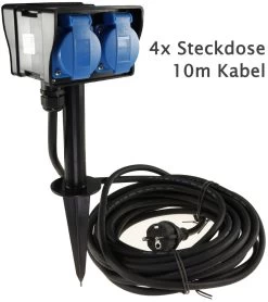 Gartensteckdose Mit Erdspieß, 4-fach IP44, 10m Kabel -Philips Store gartensteckdose mit erdspiess 4 fach ip44 10m kabel3