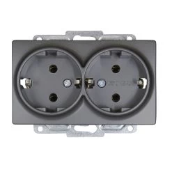 Gunsan Visage 2-fach Steckdose Unterputz Dunkelsilber