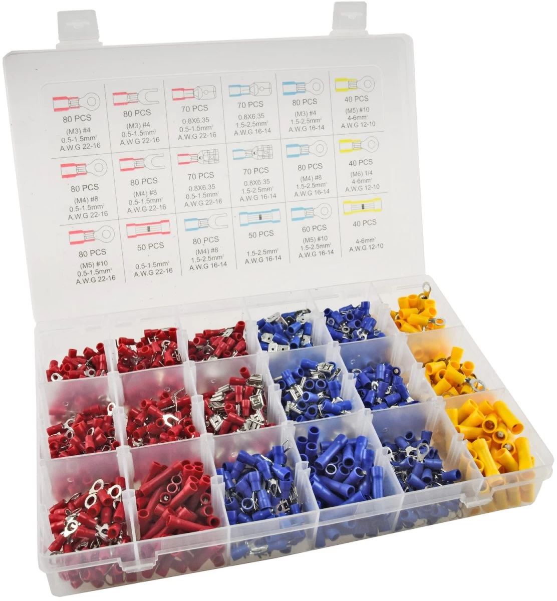 Kabelschuh-Sortiment 1200-teilig In Transportbox, 3 Farben 1 Kabelschuh-Sortiment 1200-teilig In Transportbox, 3 Farben