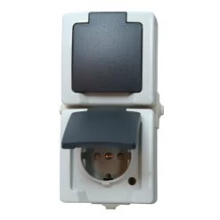 Kopp Nautic Aufputz-Feuchtraum Schutzkontakt-Zweifachsteckdose Mit Klappdeckel Senkrecht