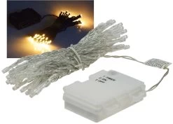 LED Batterie-Lichterkette "CT-TK50" 5m Warmweiß, IP44, 50 LEDs, Mit 6 Std.Timer