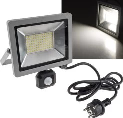 LED-Fluter SlimLine "CTF-SLT50 PIR" 50W, IP44, 5220lm, 4000K, Bewegungsmelde