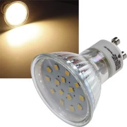 LED Strahler GU10 "H10 SMD" 15 SMD LEDs 3000k, 50lm, 120°, 230V/0,8W, Warmweiß