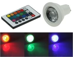 LED Strahler GU10 RGB Mit Fernbedienung 3W, Abstrahlwinkel 170°