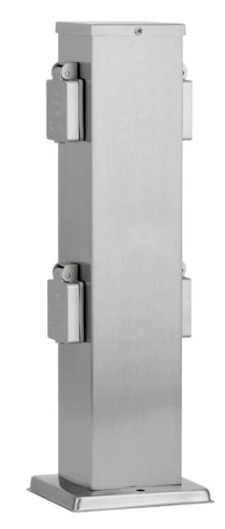 Ledar Aussensteckdose 4-fach Edelstahl IP44 Outdoor-Stromsäule
