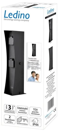 Ledino Steckdosensäule 2er Connect D2A, Anthrazit Außen Für Garten, Terrasse -Philips Store ledino steckdosensaeule 2er connect d2a anthrazit aussen fuer garten terrasse3