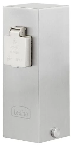 Ledino Steckdosensäule 2er Connect V2, Edelstahl, Außen Kompakt Und Witterungsfest