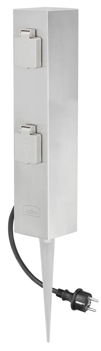 Ledino Steckdosensäule 4er Mit Erdspieß Connect S4, Edelstahl Außen 1 Ledino Steckdosensäule 4er Mit Erdspieß Connect S4, Edelstahl Außen