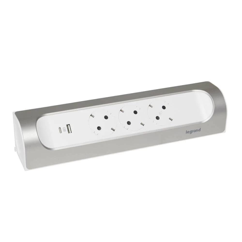 Legrand Ecksteckdosenleiste 3x Steckdose, USB-A, USB-C, Ohne Kabel Ultraweiß/Aluminium 694504 3 Legrand Ecksteckdosenleiste 3x Steckdose, USB-A, USB-C, Ohne Kabel Ultraweiß/Aluminium 694504 – Bild 3