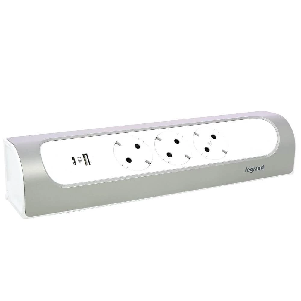 Legrand Ecksteckdosenleiste 3x Steckdose, USB-A, USB-C, Ohne Kabel Ultraweiß/Aluminium 694504 4 Legrand Ecksteckdosenleiste 3x Steckdose, USB-A, USB-C, Ohne Kabel Ultraweiß/Aluminium 694504 – Bild 4