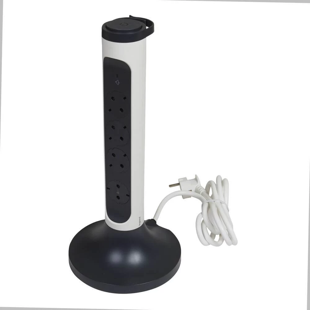Legrand Tower 4x Steckdose, Überspannungsableiter, 2m Kabel Weiss-schwarz 694505 1 Legrand Tower 4x Steckdose, Überspannungsableiter, 2m Kabel Weiss-schwarz 694505