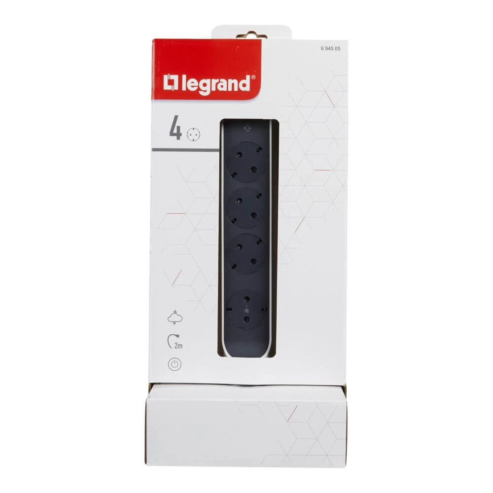 Legrand Tower 4x Steckdose, Überspannungsableiter, 2m Kabel Weiss-schwarz 694505 2 Legrand Tower 4x Steckdose, Überspannungsableiter, 2m Kabel Weiss-schwarz 694505 – Bild 2