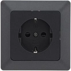 MILOS Schutzkontakt-Steckdose, Anthrazit 250V~/ 16A, Mit Rahmen, Klemmanschluss