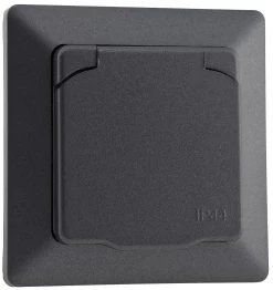 MILOS Schutzkontakt-Steckdose IP44 250V~/ 16A, Inkl. Rahmen, UP, Anthrazit
