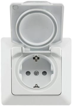 MILOS Schutzkontakt-Steckdose IP44 250V~/ 16A, Inkl. Rahmen, UP, Weiß Matt