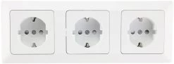 MILOS Set 3 Steckdosen + 3-fach Rahmen 250V~/ 16A, Steckanschluss, Matt-weiß