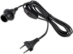 Netzkabel Mit Schalter Und E14 Fassung 1,4m + 2m Lang, Schwarz