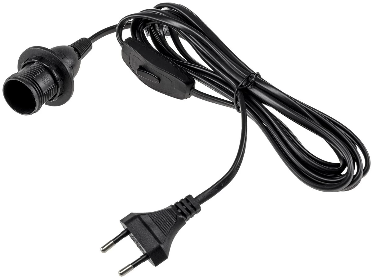 Netzkabel Mit Schalter Und E14 Fassung 1,4m + 2m Lang, Schwarz 1 Netzkabel Mit Schalter Und E14 Fassung 1,4m + 2m Lang, Schwarz