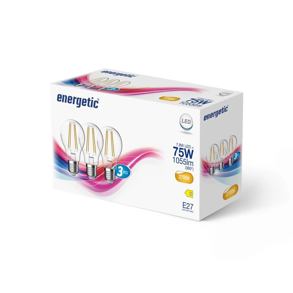 Nordlux 3er-Set LED Lampe Filament E27 7,8W 2700K Warmweiss Klar 5181001323 1 Nordlux 3er-Set LED Lampe Filament E27 7,8W 2700K Warmweiss Klar 5181001323