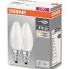 Osram E14 LED Kerze Base Retrofit Classic 4W 470Lm Warmweiss Matt Doppelpack