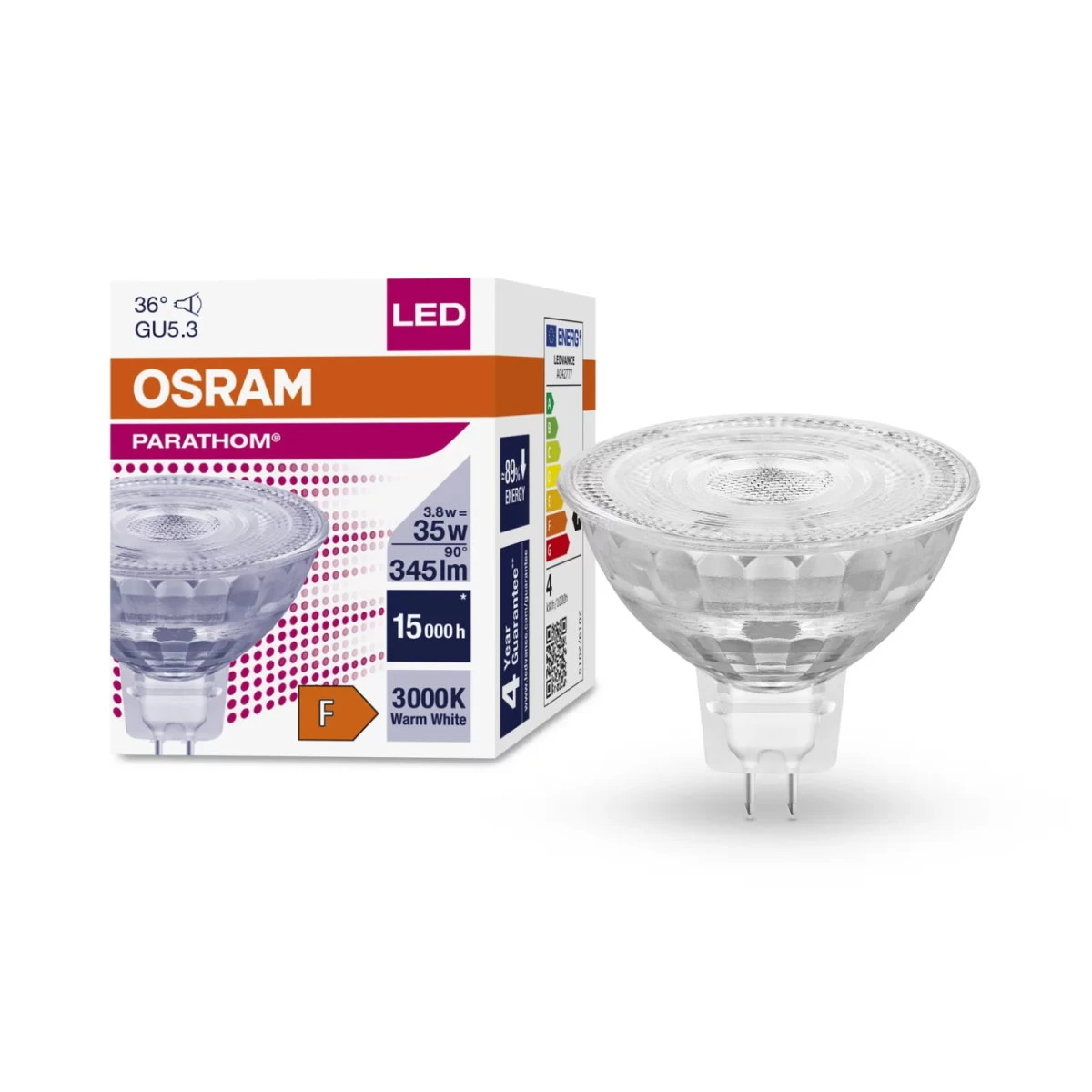 Osram PARATHOM LED Spot MR16 36° 3.8W Warmweiss GU5.3 4058075796652 Wie 35W 2 Osram PARATHOM LED Spot MR16 36° 3.8W Warmweiss GU5.3 4058075796652 Wie 35W – Bild 2
