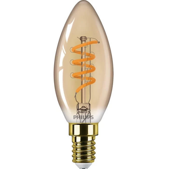 Philips Gold-Design Deko Filament LED Kerze E14 Dimmbar 2,5W 136lm Extra-warmweiss 1800K Wie 15W 1 Philips Gold-Design Deko Filament LED Kerze E14 Dimmbar 2,5W 136lm Extra-warmweiss 1800K Wie 15W