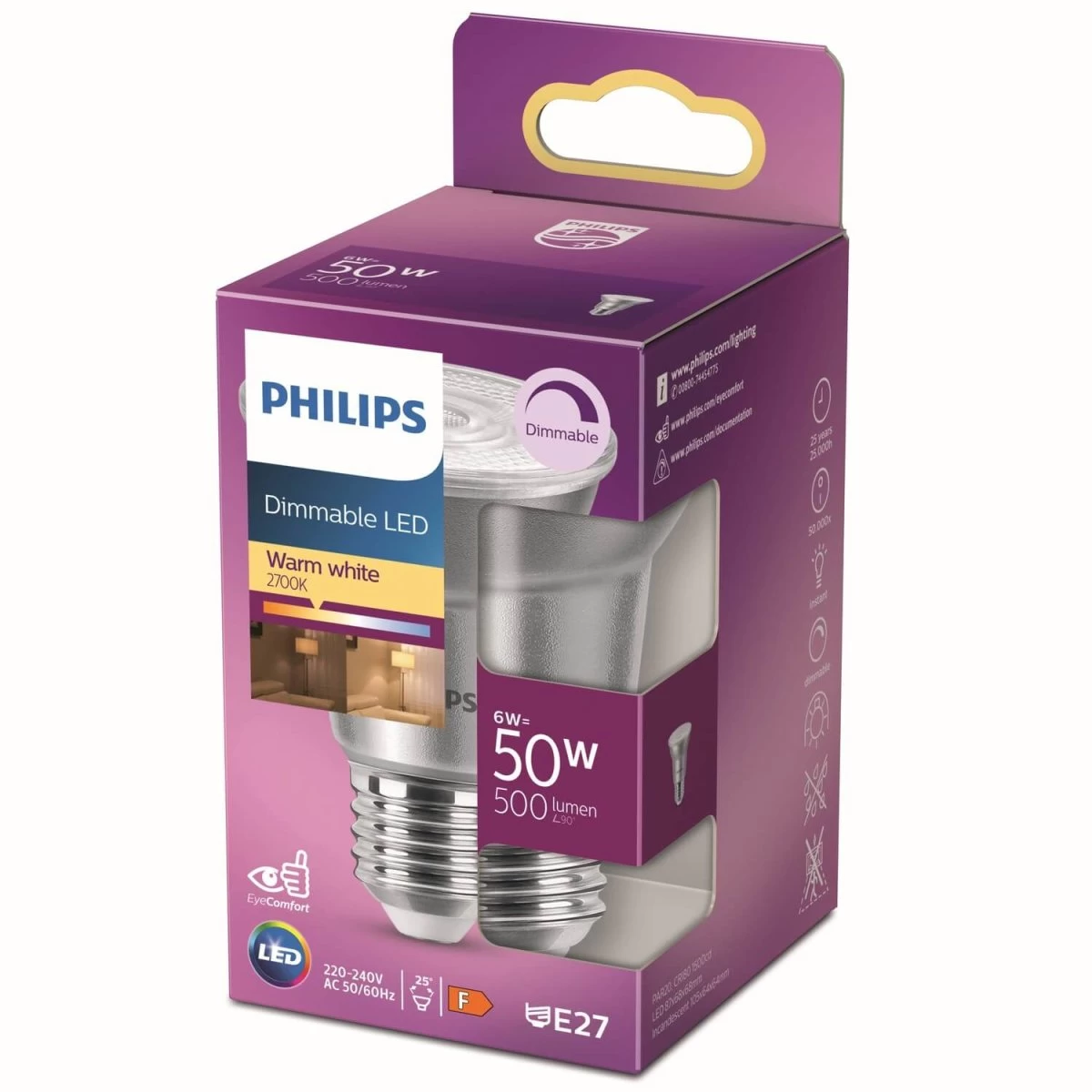 Philips Reflektor LED Strahler E27 PAR20 25° Dimmbar 6W 500lm Warmweiss 2700K Wie 50W 5 Philips Reflektor LED Strahler E27 PAR20 25° Dimmbar 6W 500lm Warmweiss 2700K Wie 50W – Bild 5