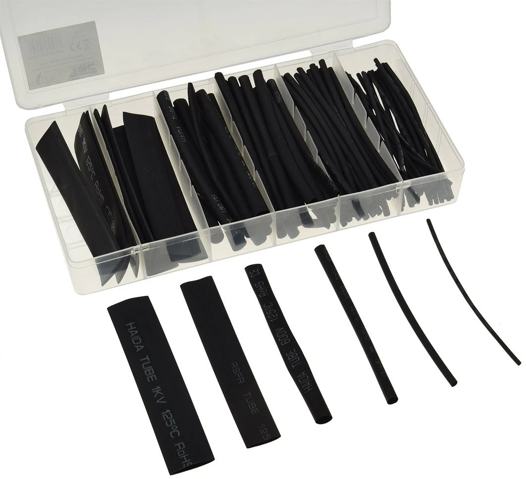 Schrumpfschlauch-Sortiment, 100-teilig In Praktischer Box, Schwarz 2 Schrumpfschlauch-Sortiment, 100-teilig In Praktischer Box, Schwarz – Bild 2