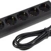 Schutzkontakt-Steckdosenleiste 6-fach 3600W, 1,4mKabel, Schwarz