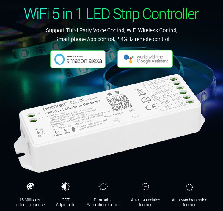 Synergy 21 LED Controller RGB-WW (RGB-CCT) DC12/24V WiFi 5in1*Milight/Miboxer* Alexa Serie 1 Synergy 21 LED Controller RGB-WW (RGB-CCT) DC12/24V WiFi 5in1*Milight/Miboxer* Alexa Serie