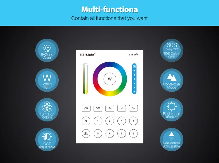 Synergy 21 LED Fernbedienung Smart Panel RGB-WW (RGB-CCT) 8 Zonen *Milight/Miboxer* 3 Synergy 21 LED Fernbedienung Smart Panel RGB-WW (RGB-CCT) 8 Zonen *Milight/Miboxer* – Bild 3